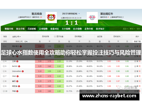 足球心水指数使用全攻略助你轻松掌握投注技巧与风险管理